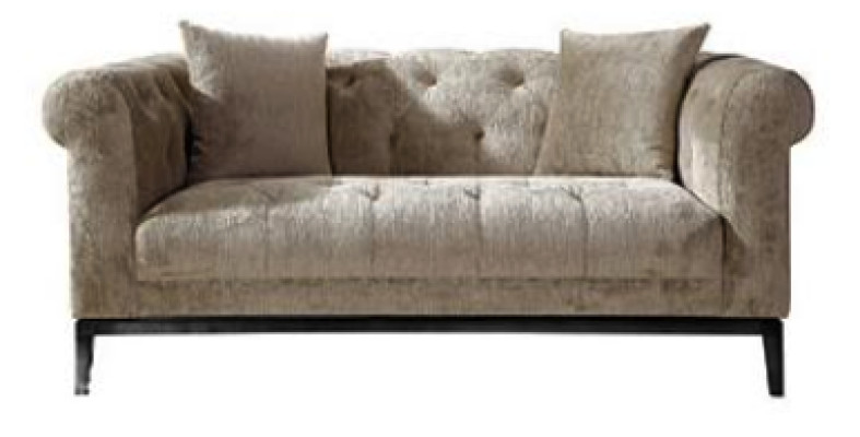 Gemütlicher Beiger Chesterfield Dreisitzer Wohnzimmer Couch
