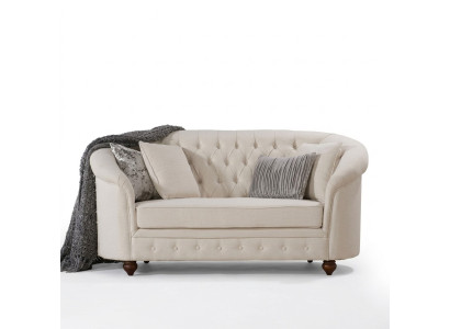 Klassische Textil Couch - Beige Chesterfield Stoff Sofa 2 Sitzer Neu jvmoebel ®