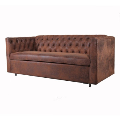 American Style Chesterfield Sofa Couch Leder Polster Braun Dreisitzer