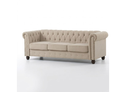 Chesterfield Sofa Couch Polster Stoff Leder Couchen Polster Garnitur 3 Sitzers