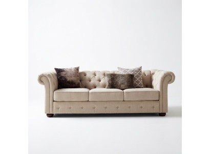 Landhaus Stil Möbel - Chesterfield Sofa Sitz Garnitur 3+2 Set Stoff