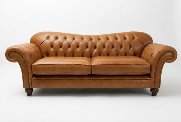 Braunes Chesterfield Dreisitzer Luxus Wohnzimmer 3-er Couch