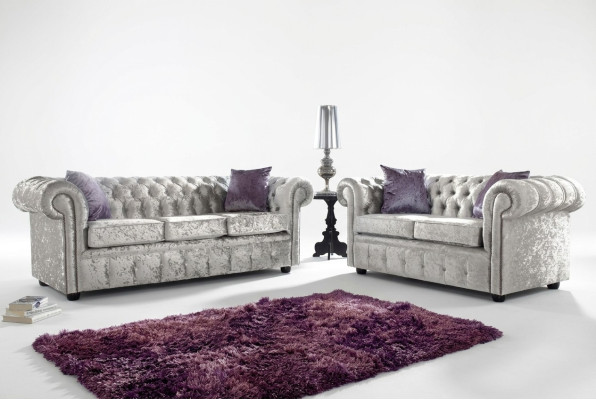 Sofagarnitur Chesterfield 3+2 Sitzers Klassische Barock Rokoko Sofa Textil Leder