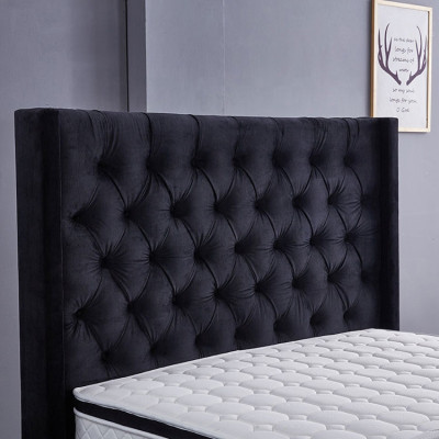 Modernes schwarzes Chesterfield Luxus Bett Textil Doppelbetten
