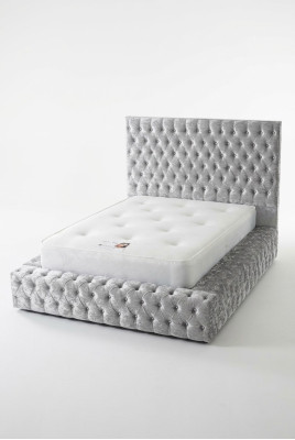 Klassischer Englischer Stil Bett Doppel Textil Chesterfield Betten 160x200cm Neu