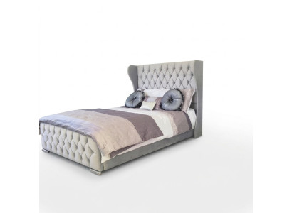 Chesterfield Design Bett Textil Samt Polster Leder Hotel Betten Schlafzimmer Neu