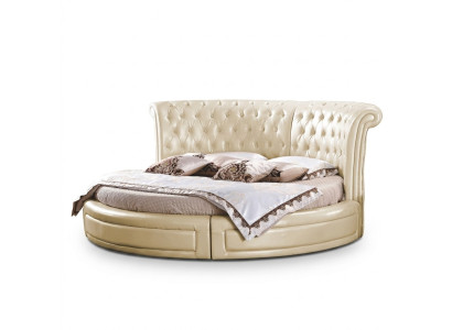 Rundes Bett Chesterfield Designer Rund Schlafzimmer Textil Leder Polster Betten
