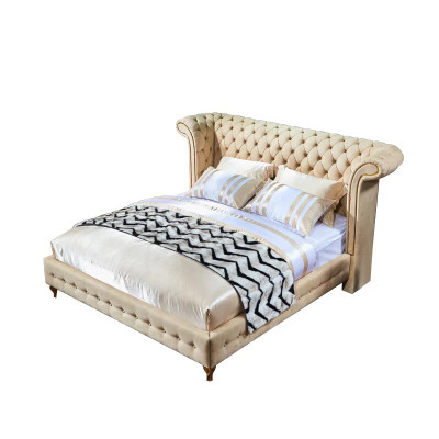 Chesterfield Design Polster Englisches Doppelbett Beige 140/160/180x200 cm