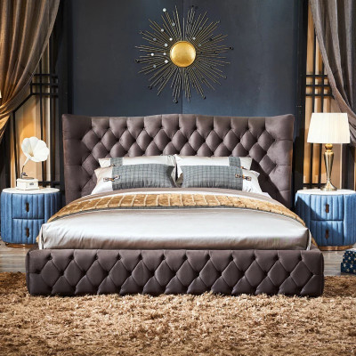 Chesterfield Big Bett Großer Kopfteil Ohren Betten Polster Doppelbett