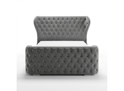 Graues Chesterfield Bett Designer Schlafzimmer Möbel Englisches Polster Bett