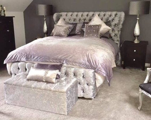 Chesterfield Turkis Grün Designer Bett Schlafzimmer Textil Leder Polster 180x200 cm