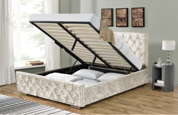 Weißes Textil Chesterfield Bett Schlafzimmer Doppelbetten Moderne Bett
