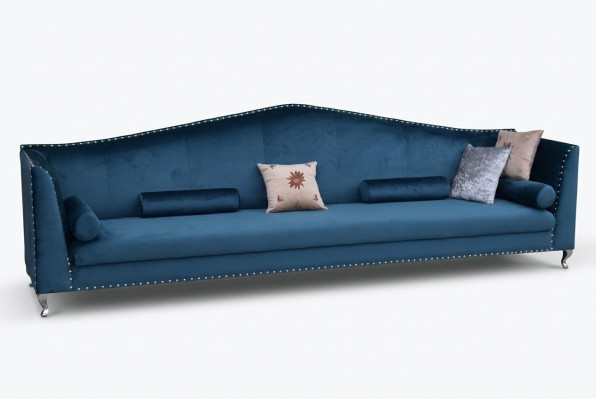 Sofa Couch Polster Stoff Leder Couchen Blaue Garnitur 5 Sitzers