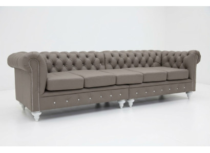 Chesterfield Sofa Couch Polster Stoff Leder Couchen Polster Garnitur 5 Sitzers