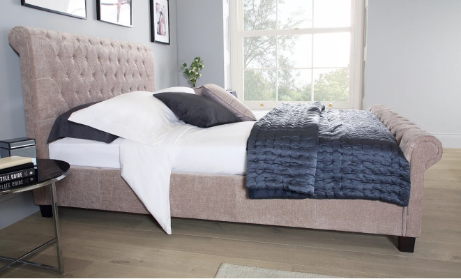 Chesterfield Design Samt Bett Luxus Textil Betten Schlafzimmer Doppel 160x200cm