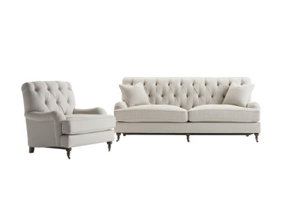 Chesterfield Luxus Sofa Couch Polster Sitz Stoff Garnitur 3+1 Sitzer Couchen