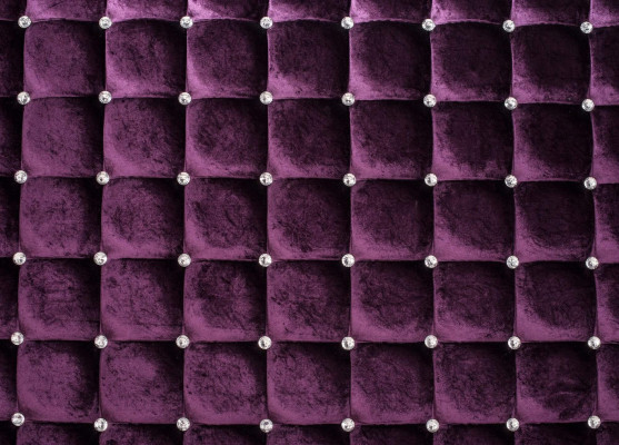 Lila Luxus Samt Textil Bett Doppel Betten Chesterfield mit Kristallsteinen Neu