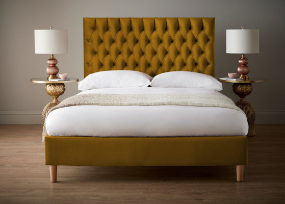 Chesterfield Design Polster Englisches 140/160/180x200 Betten Doppelbett Gelb