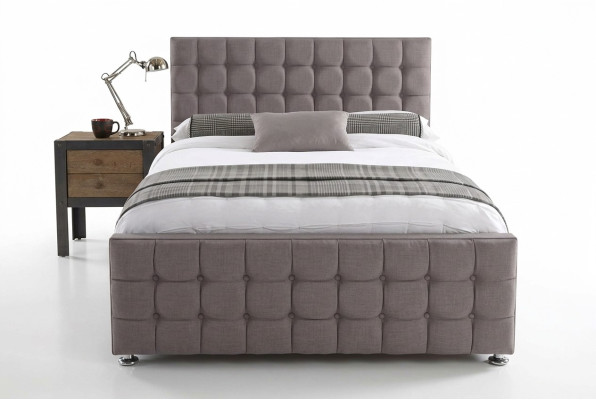Englisches Graues Chesterfield Doppelbett Designer Schlafzimmer Betten