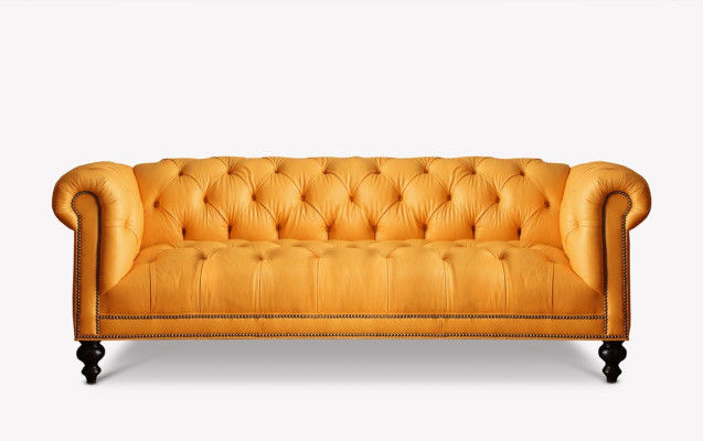 Brauner Chesterfield 3 Sitzer Sofa Ledersofa Couch Polster Möbel