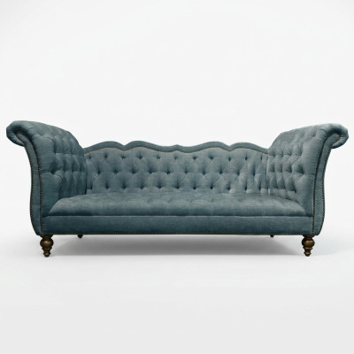 Englisches Luxus Sofa Chesterfield Bunte Textil Couch Turkis Blaue Grüne Couchen