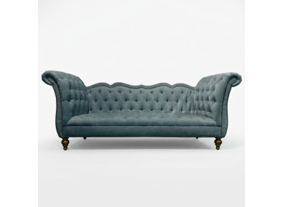 Englisches Luxus Sofa Chesterfield Bunte Textil Couch Turkis Blaue Grüne Couchen