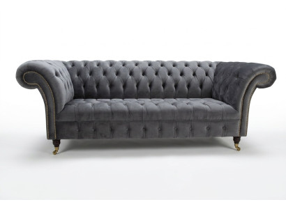 Moderner Chesterfield grauer 3-Sitzer Stilvolle Wohnzimmer 3-er Couch