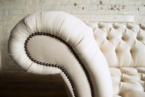 Moderner Beiger Chesterfield 3-Sitzer Sofa Wohnzimmer Couch