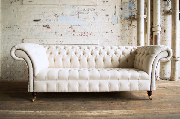 Moderner Beiger Chesterfield 3-Sitzer Sofa Wohnzimmer Couch