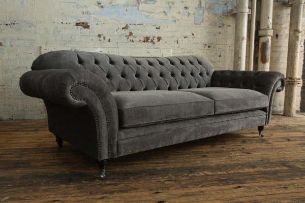 Chesterfield Stoffsofa Couch Sofagarnitur 4 Sitzer Garnitur Design Modernes Sofa