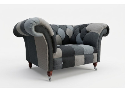 Grau-Blaue Chesterfield Sessel Luxus Einsitzer Designer Möbel