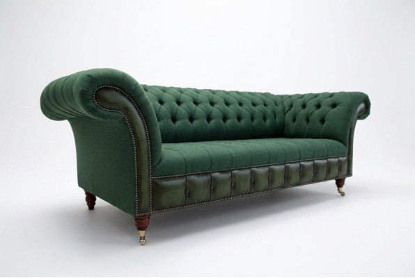 Designer Grünes Chesterfield Sofa Luxus 3-Sitzer Wohnzimmer Couch
