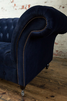 Dunkel-blauer Chesterfield Dreisitzer Moderne Wohnzimmer Luxus Couch
