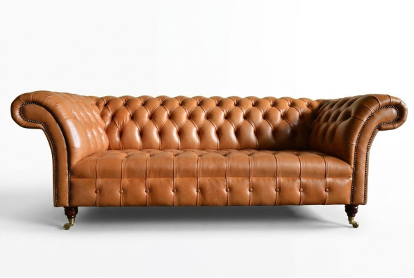 Hellbrauner Moderner Chesterfield Dreisitzer Designer Couch