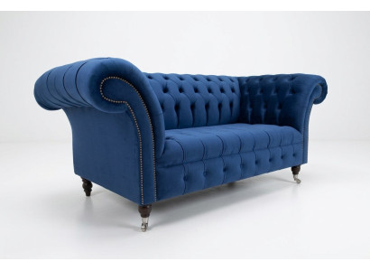Klassische Chesterfield Couch Blau Polster Garnitur 2 Sitzer Sofas Sofa 185cm