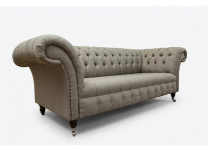 klassische Chesterfield Design Couch 3 Sitzer Sofa Couch Samt Leder big 225cm