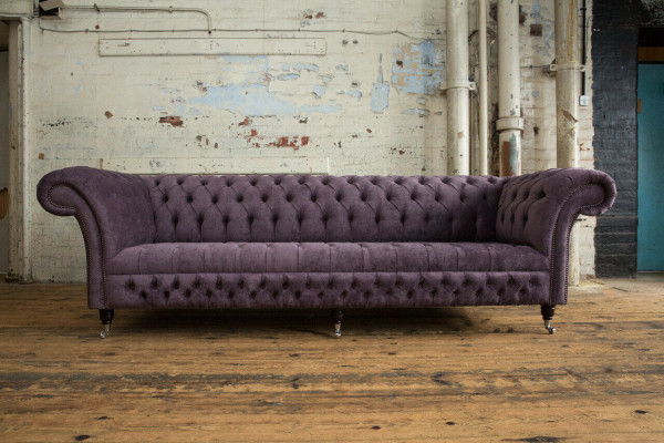 Klassische Chesterfield Sofa 4 Sitzer Sofas Polster Couchen Leder Braun Design