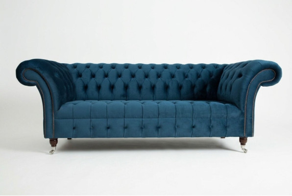 Chesterfield 3 Sitzer Polster Couch Leder Stoff Sofa Couchen Textil Modern Stil