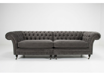 Klassische Chesterfield Sofa 4 Sitzer Design Sofas Polster Couchen Leder Braun