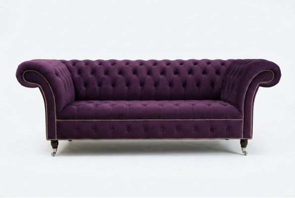 Chesterfield Original Sofa Couch Textil Sofas Stoff Lila 225cm Couchen