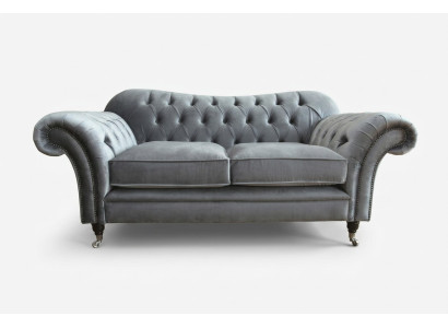 Chesterfield Original Sofa Textil Sofas Couchen Stoff Grau 200cm Couch