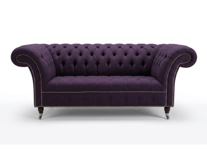 klassische Chesterfield Couch 3 Sitzer Sofa Couch Samt Leder Lila Design Polster