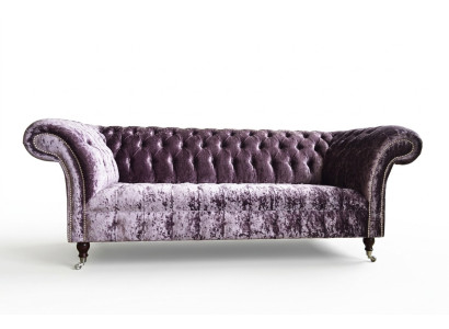 Stilvoller Lila Chesterfield Dreisitzer Luxus Wohnzimmer 3-er Couch