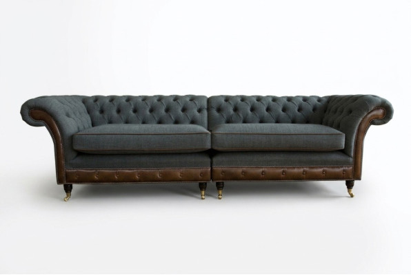 Chesterfield Sofa Couch Polster Sofas Couchen Viersitzer Stoff 265cm Sitzpolster