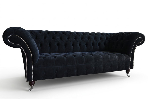 Schwarzer Chesterfield 3-Sitzer Luxus Wohnzimmer Sofa