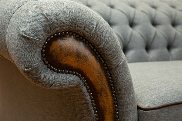 Grau-braune Chesterfield Couch Designer Wohnzimmer 3-Sitzer Sofa