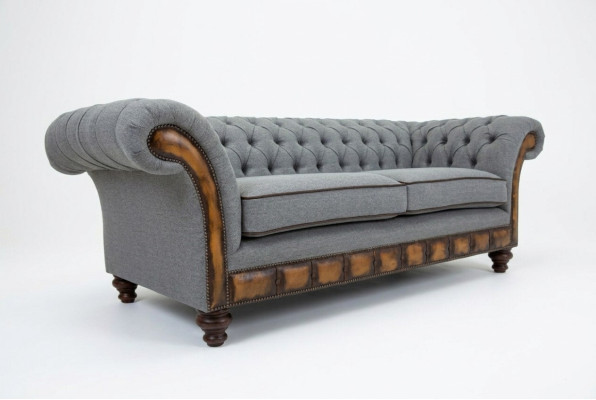Grau-braune Chesterfield Couch Designer Wohnzimmer 3-Sitzer Sofa