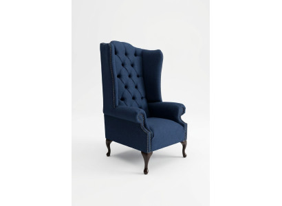 Ohrensessel Chesterfield Sofa Couch Polster 1 Sitzer Sessel Sofas Textil Blau