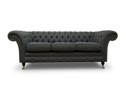 Schwarzes Chesterfield Polster Sofa Designer 3-Sitzer Wohnzimmer Couch