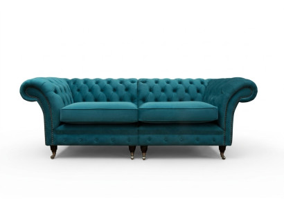 Sofas Chesterfield 3 Sitzer Couch Polster Sitz Textil Stoff Leder Couchen Turkis